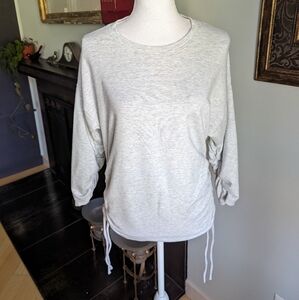 Athleta Lombard Ruched Sweatshirt Wmns Medium Gray CrewNeck Soft Athleisure 109
